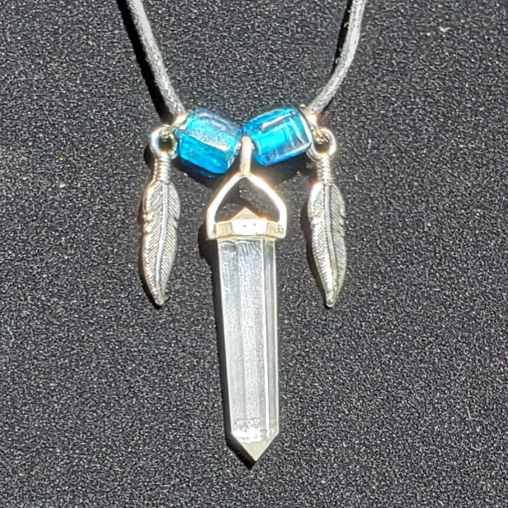 Corded Crystal Shape Pendant Necklace